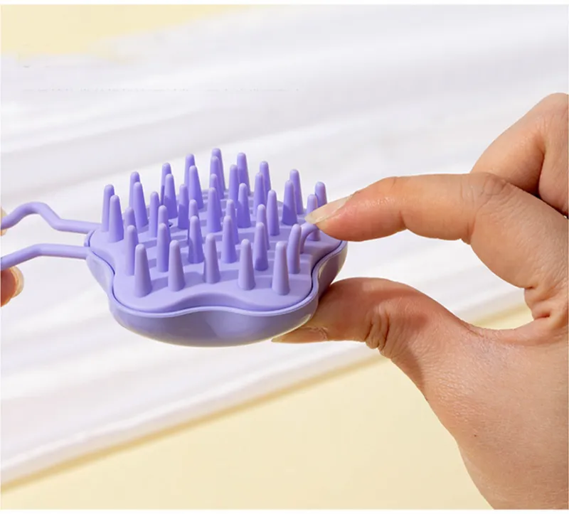Star dual-use wet and dry coarse-tooth scalp cleansing and massaging comb, soft anti-itch shampoo head massager comb Purple S-2