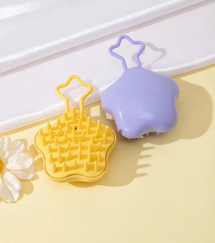 Star dual-use wet and dry coarse-tooth scalp cleansing and massaging comb, soft anti-itch shampoo head massager comb Purple S-4