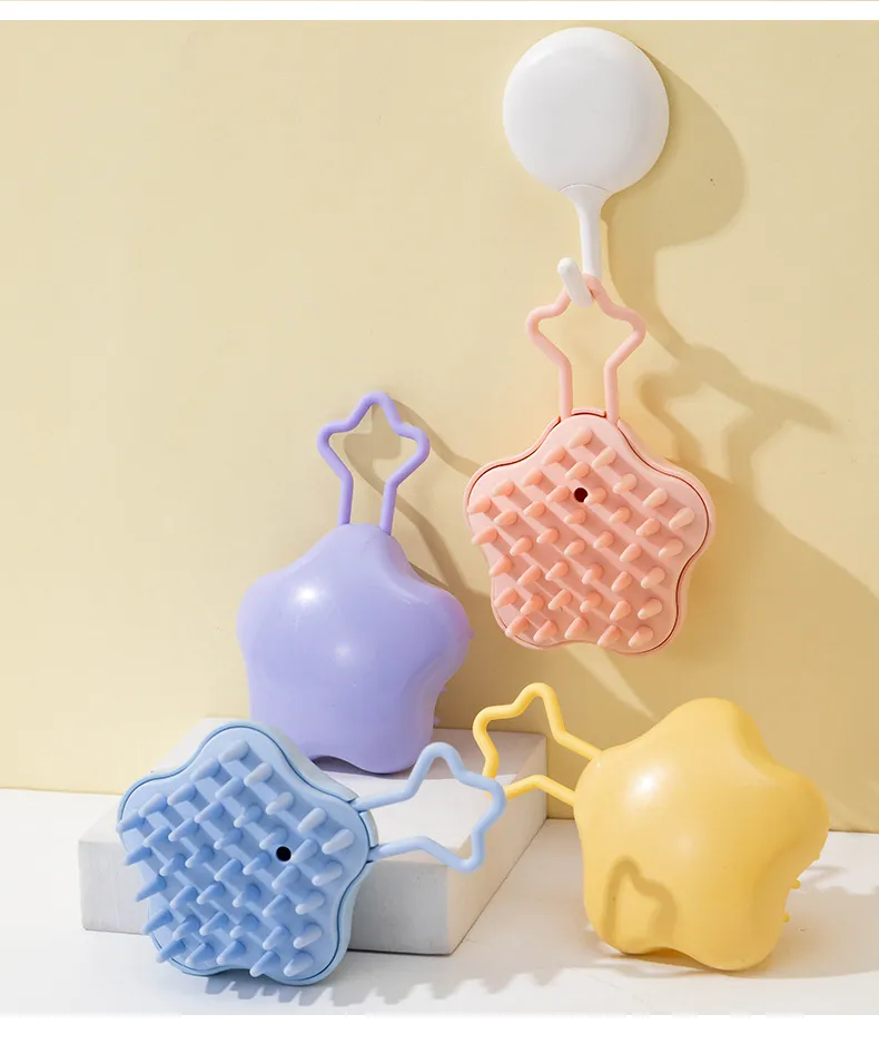 Star dual-use wet and dry coarse-tooth scalp cleansing and massaging comb, soft anti-itch shampoo head massager comb Black  S-1