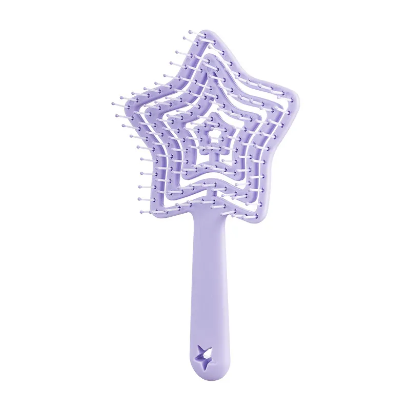Star-shaped fluffy high-top comb, hollow hairdressing comb, portable small personal comb, girls' dorm head massage comb