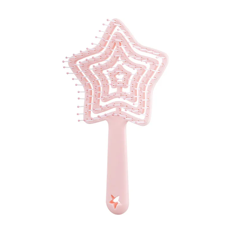 Star-shaped fluffy high-top comb, hollow hairdressing comb, portable small personal comb, girls' dorm head massage comb