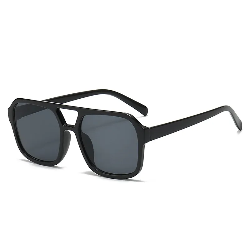 VoVoDeal TQA014 Retro Square Sunglasses - Double Beam 100% UV Protected Goggles for Men & Women