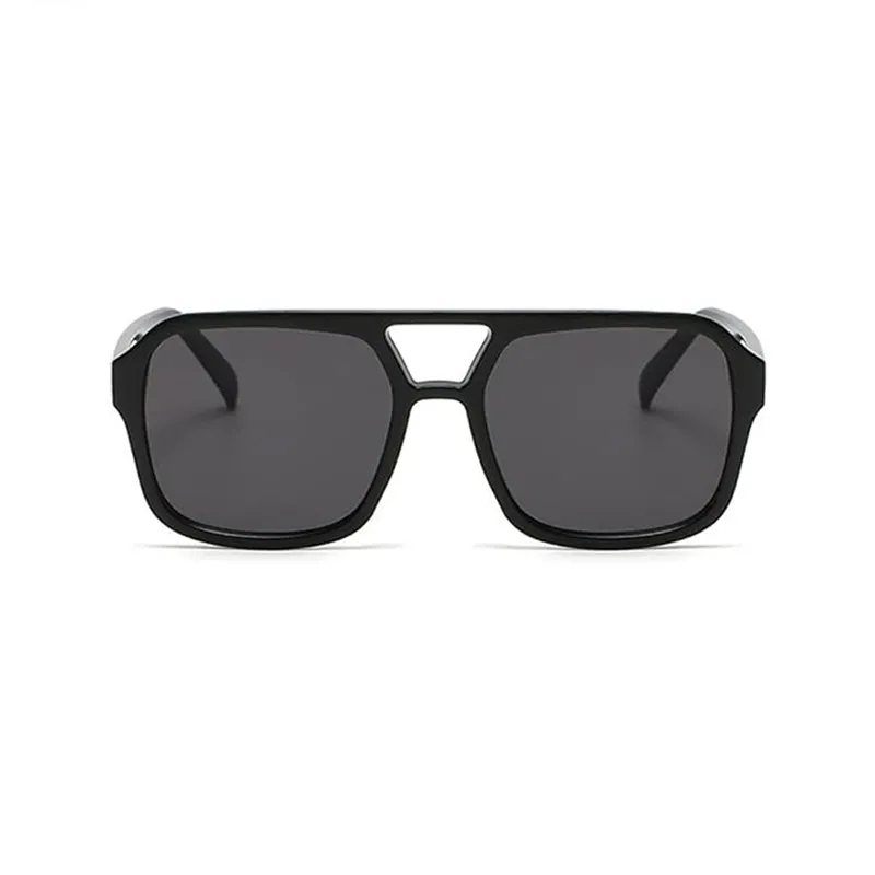 Square Sunglasses for Men Women Double Beam PC Frame Sun Glasses UV Protection Black-2