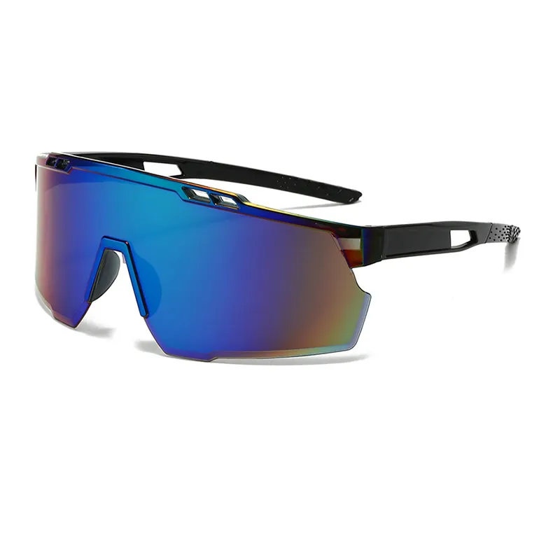 VovoDeal Oversized Sport Performance Sunglasses - Blue Mirror Lens Goggles for Cricket & Cycling Blue