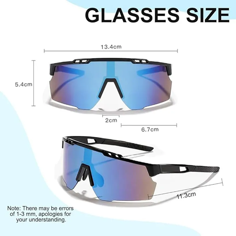 VovoDeal Oversized Sport Performance Sunglasses - Blue Mirror Lens Goggles for Cricket & Cycling Blue-3