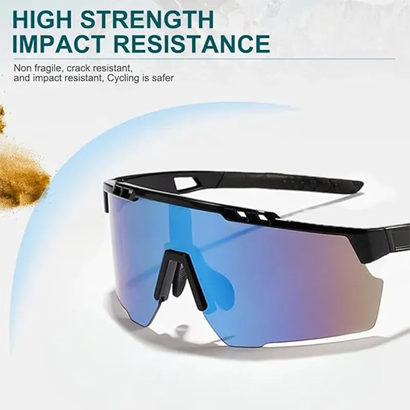 VovoDeal Oversized Sport Performance Sunglasses - Blue Mirror Lens Goggles for Cricket & Cycling Blue-4