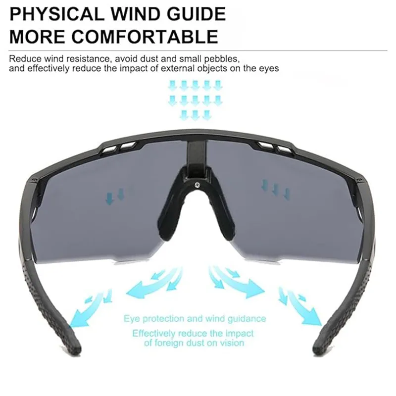 VovoDeal Oversized Sport Performance Sunglasses - Blue Mirror Lens Goggles for Cricket & Cycling Blue-5