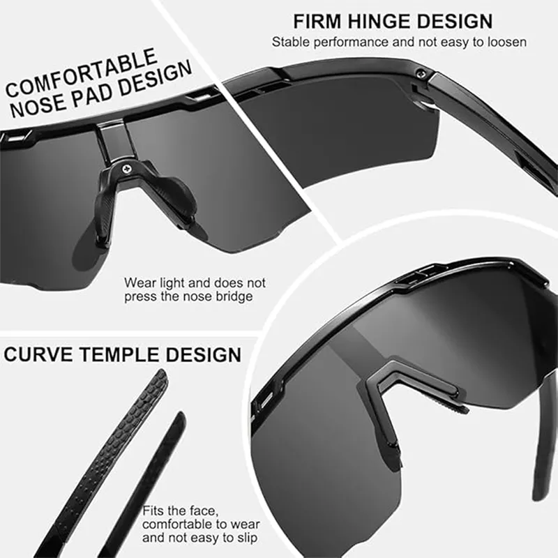 VovoDeal Oversized Sport Performance Sunglasses - Blue Mirror Lens Goggles for Cricket & Cycling Blue-6