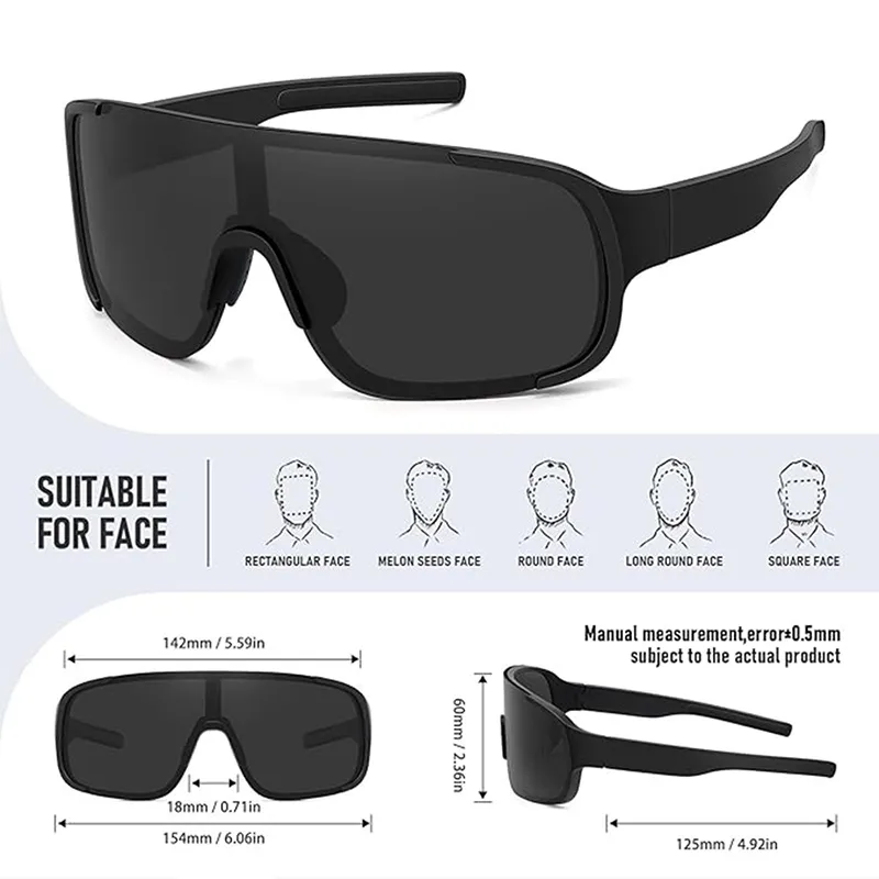 VoVoDeal LY201 Oversized Visor Sunglasses - Sport Shield UV Protected Goggles for Men & Women Black-4