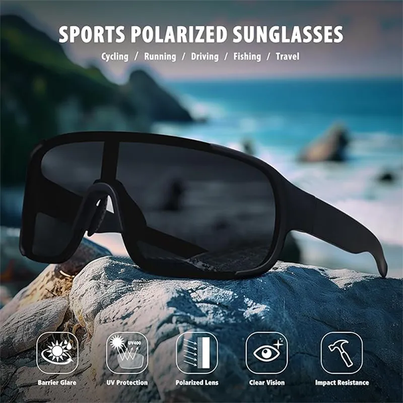 VoVoDeal LY201 Oversized Visor Sunglasses - Sport Shield UV Protected Goggles for Men & Women Black-5