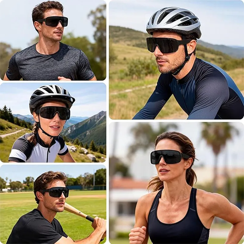 VoVoDeal LY201 Oversized Visor Sunglasses - Sport Shield UV Protected Goggles for Men & Women Black-6