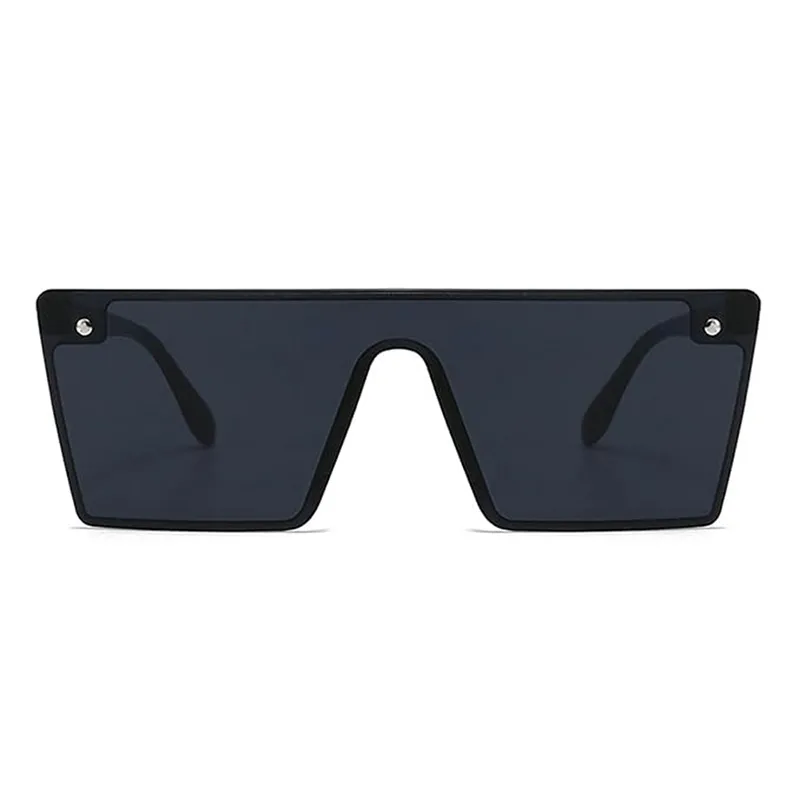 Stylish Protected Square Polarization Sunglasses For Women Men Flat Top Shield Sunglasses One Piece Frameless Shades Black-2