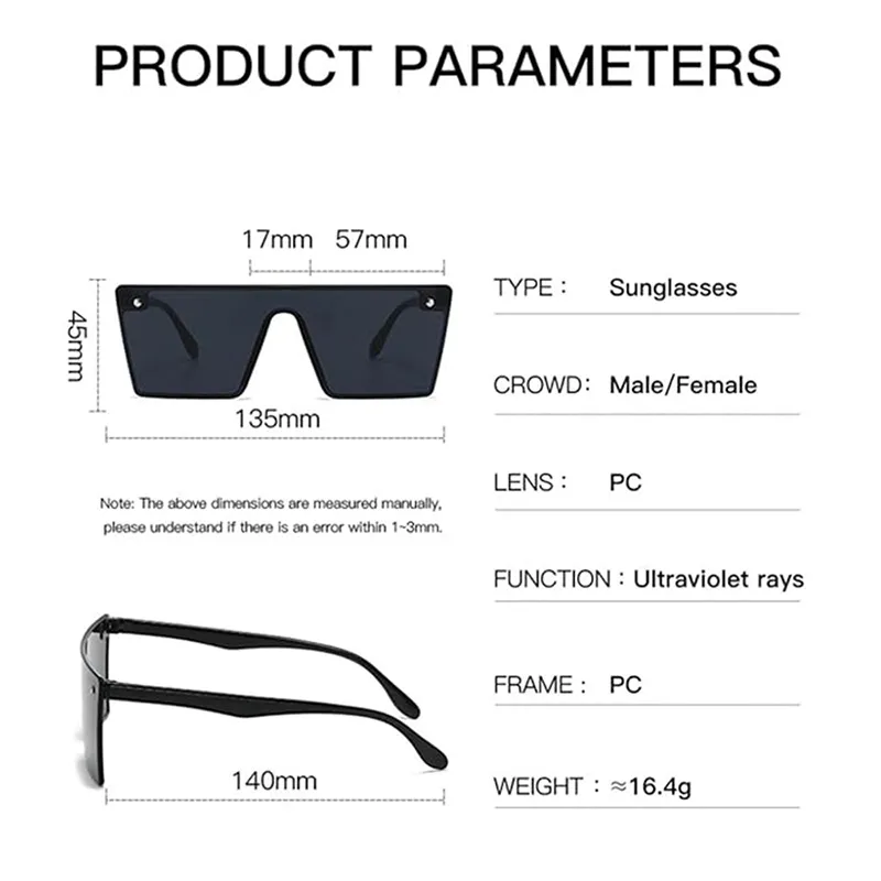 VovoDeal Frameless One-Piece Shield Sunglasses - Polarized Square Shades for High Fashion Black-4