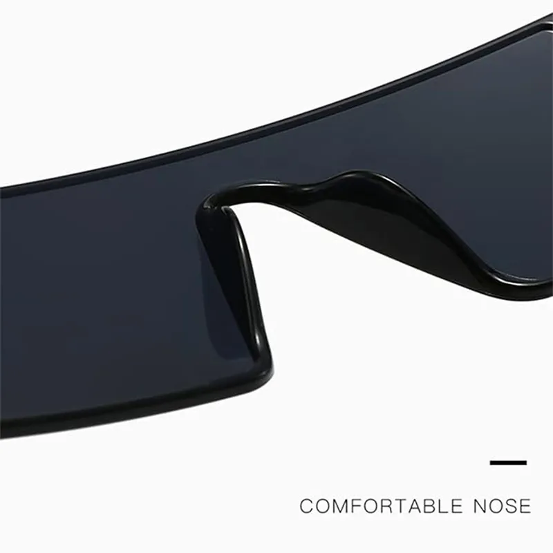 VovoDeal Frameless One-Piece Shield Sunglasses - Polarized Square Shades for High Fashion Black-5