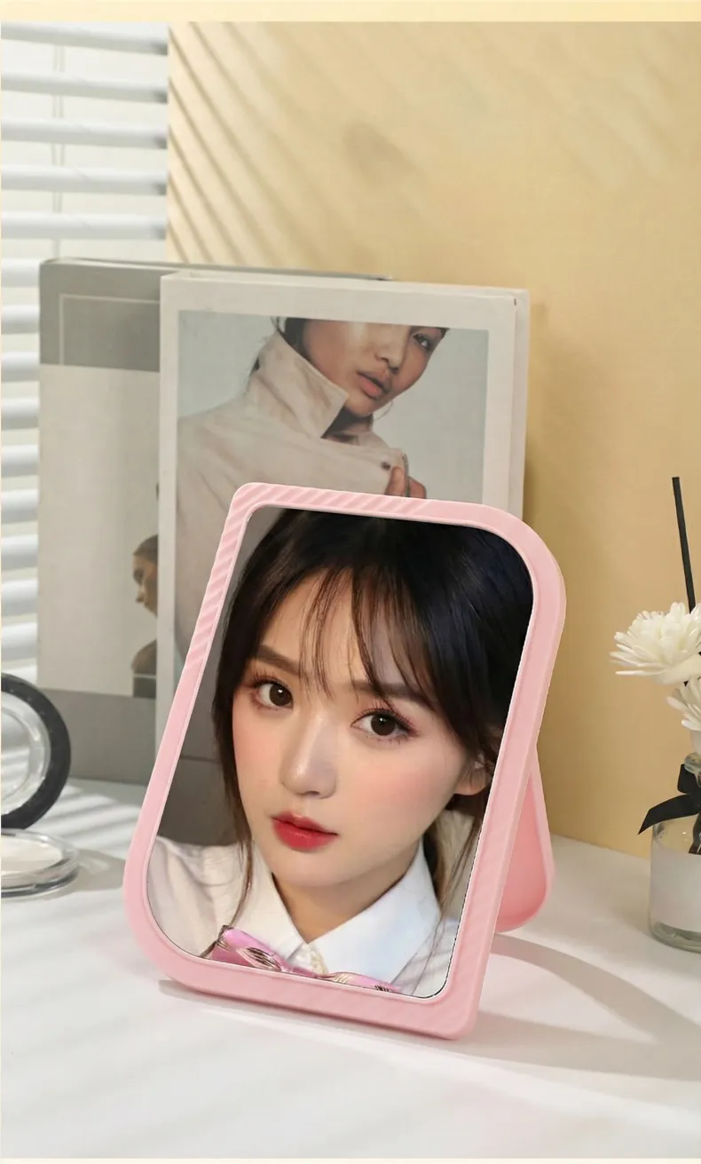 SwissHome Reflect Your Beauty Anywhere Portable Adjustable Desktop Makeup Mirror Compact, Vanity-Ready and Perfect for Travel or Tabletop Glam, leaf shape Sky Blue-2