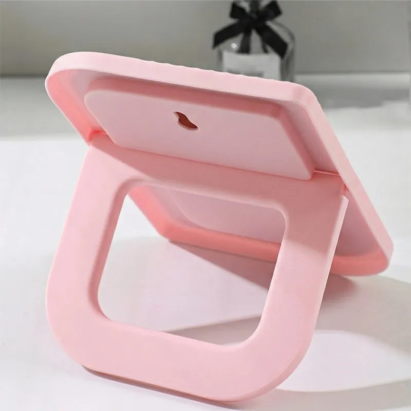 SwissHome Reflect Your Beauty Anywhere Portable Adjustable Desktop Makeup Mirror Compact, Vanity-Ready and Perfect for Travel or Tabletop Glam, leaf shape Pink-3