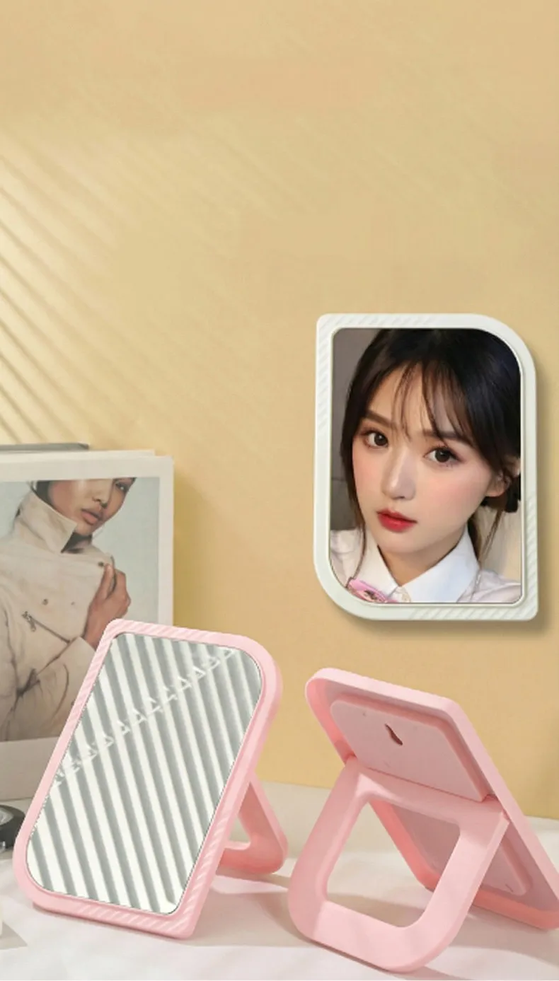 SwissHome Reflect Your Beauty Anywhere Portable Adjustable Desktop Makeup Mirror Compact, Vanity-Ready and Perfect for Travel or Tabletop Glam, leaf shape Pink-1