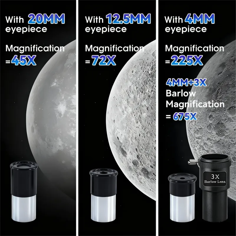 Telescope for Astronomy, 60mm Large Aperture 900mm Refractor Telescope with 675X Ultra HD Zoom Sky Blue-4