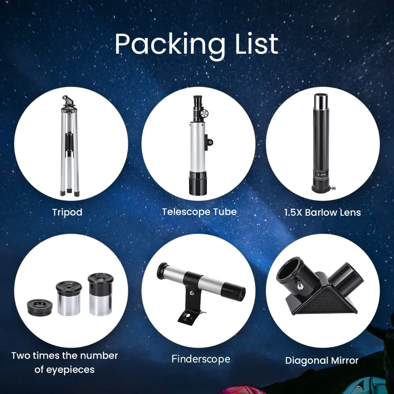 Telescope for Kids, 50mm Aperture 360mm Refractor Telescope for Astronomy with 90X Ultra HD Zoom White-4