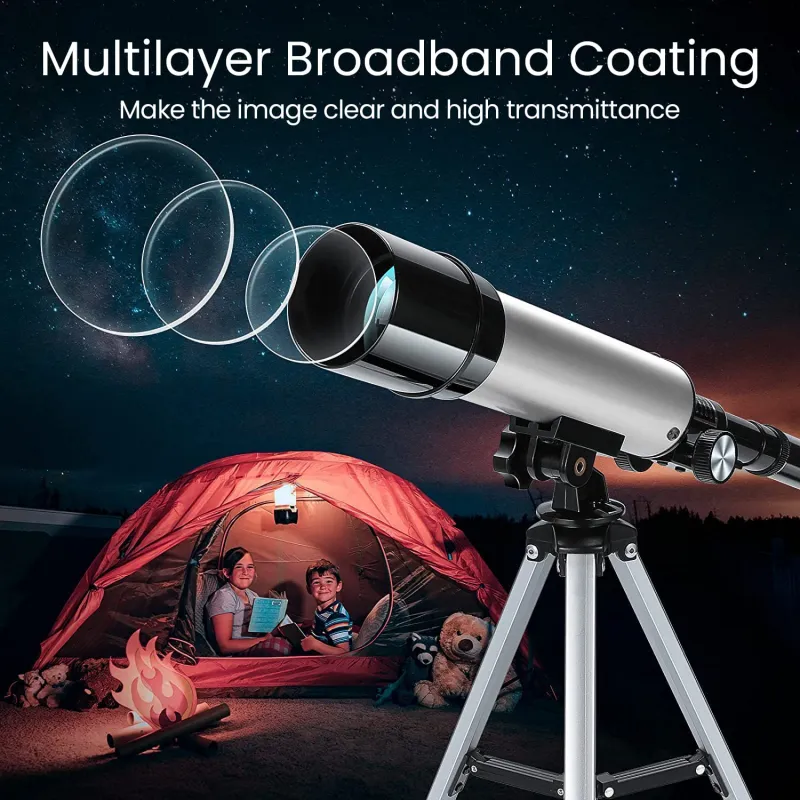 Telescope for Kids, 50mm Aperture 360mm Refractor Telescope for Astronomy with 90X Ultra HD Zoom White-7