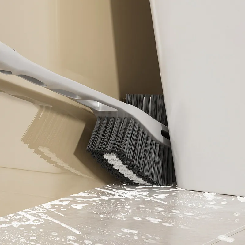 Thickened plastic long-handled double-sided toilet brush for cleaning hard-to-reach areas in toilets and bathrooms. White-5