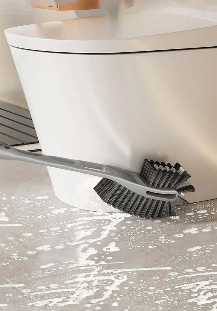Thickened plastic long-handled double-sided toilet brush for cleaning hard-to-reach areas in toilets and bathrooms. White-2