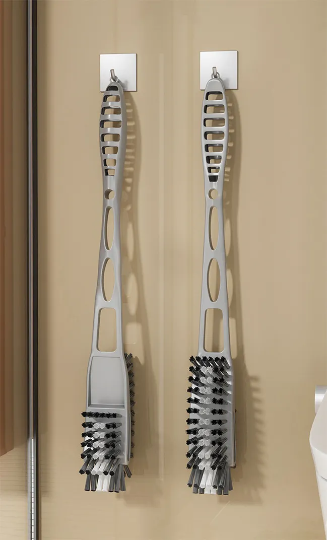 Thickened plastic long-handled double-sided toilet brush for cleaning hard-to-reach areas in toilets and bathrooms. White-5