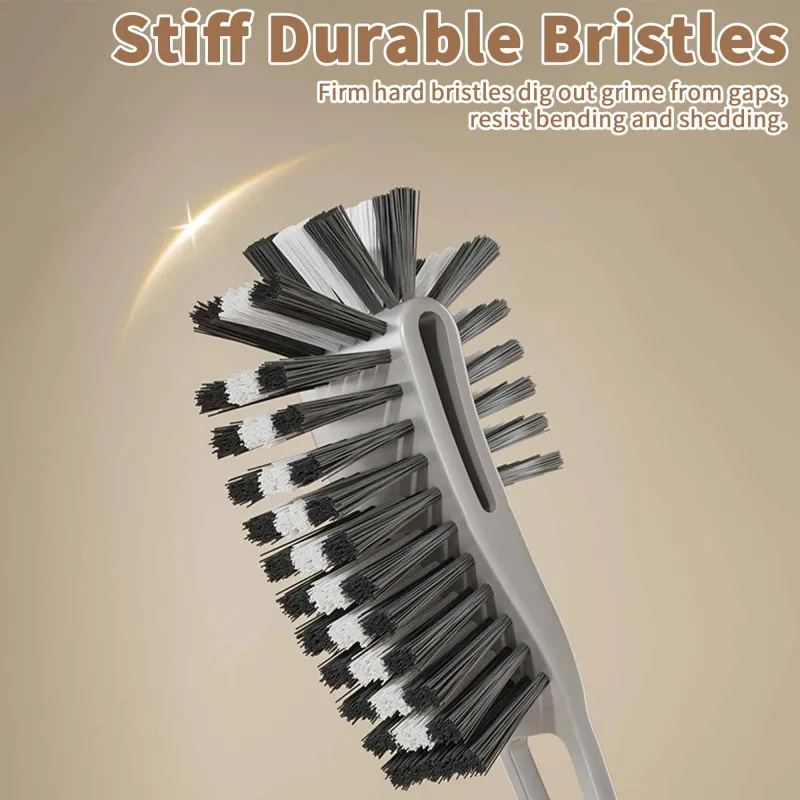 Thickened plastic long-handled double-sided toilet brush for cleaning hard-to-reach areas in toilets and bathrooms. Brown-4