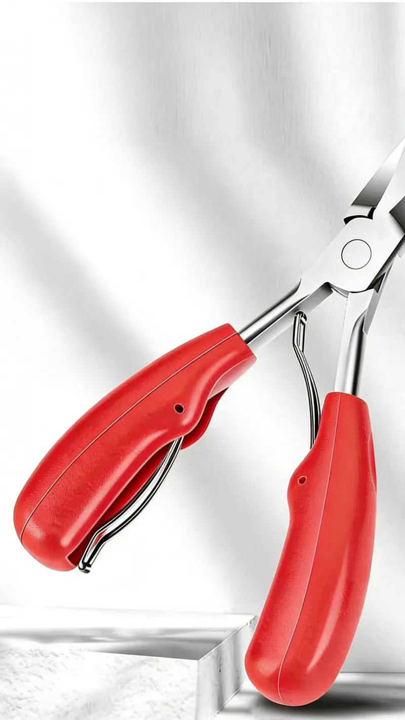 Toe Nail Clipper for Ingrown or Thick Toenails, Heavy Duty Toenail Trimmer Nail Clipper Pedicure Tool with Long Handle and Soft Grip for Seniors Red-2