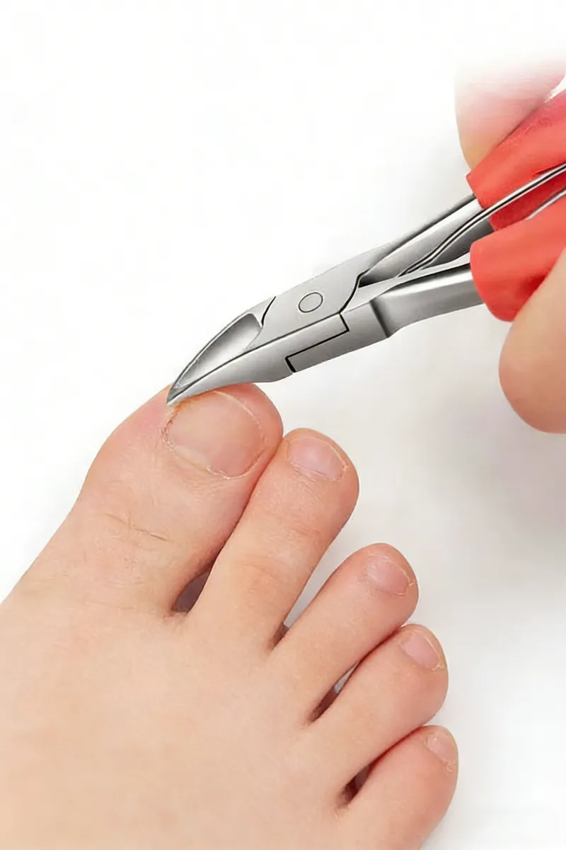 Toe Nail Clipper for Ingrown or Thick Toenails, Heavy Duty Toenail Trimmer Nail Clipper Pedicure Tool with Long Handle and Soft Grip for Seniors Red-2