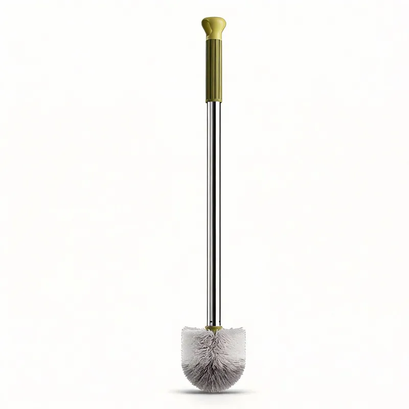 Toilet brush, household use, with hard bristles and a round head, for cleaning toilets and toilet bowls.