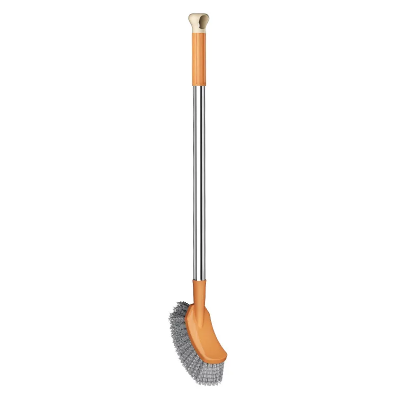 Toilet brush with plastic long handle, bathroom cleaning brush with stiff bristles, household cleaning brush.
