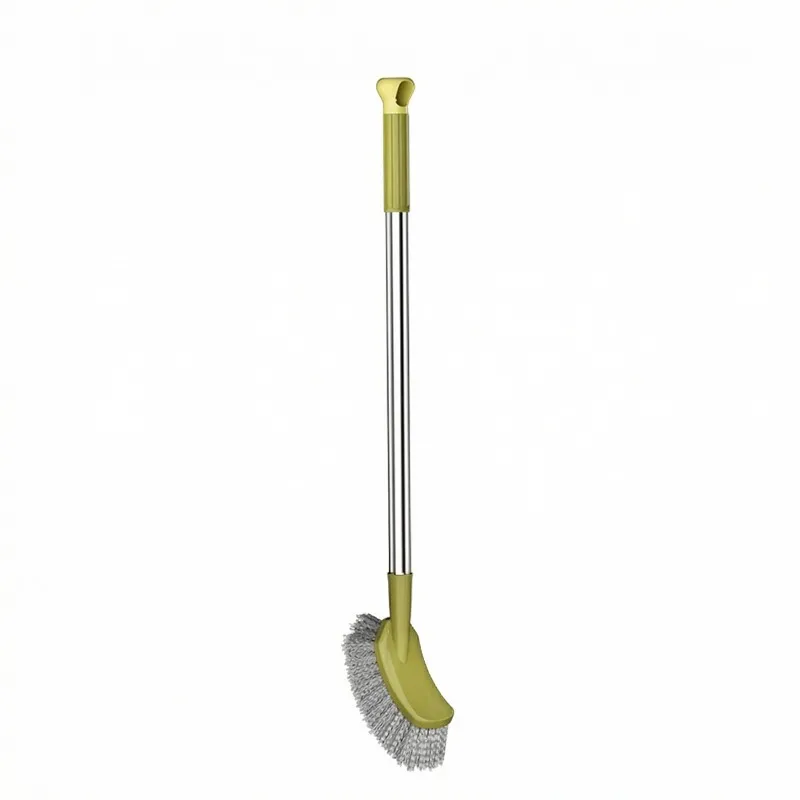 Toilet brush with plastic long handle, bathroom cleaning brush with stiff bristles, household cleaning brush.