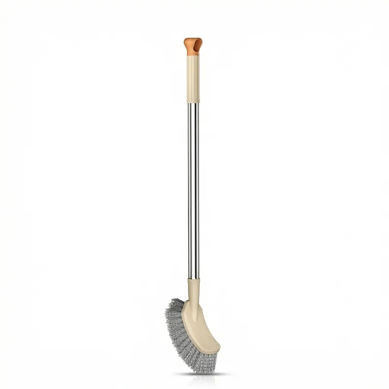 Toilet brush with plastic long handle, bathroom cleaning brush with stiff bristles, household cleaning brush.