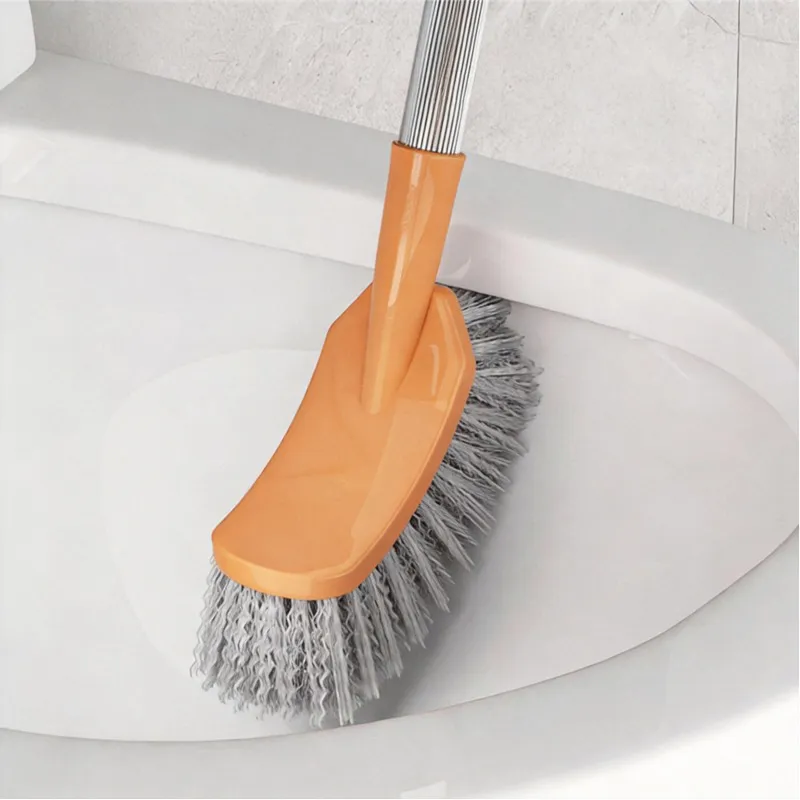 Toilet brush with plastic long handle, bathroom cleaning brush with stiff bristles, household cleaning brush. White-2