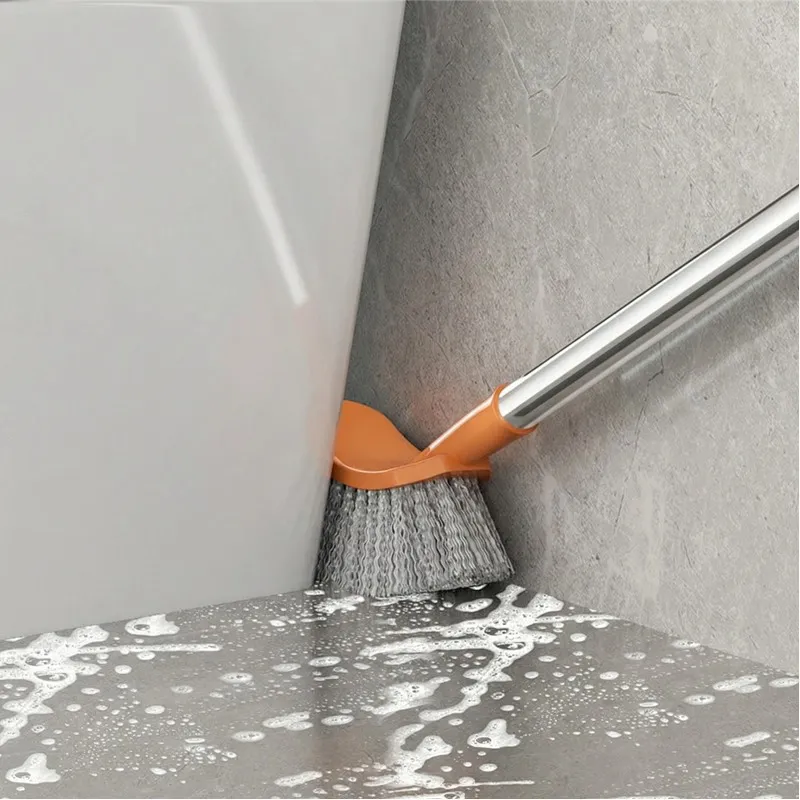 Toilet brush with plastic long handle, bathroom cleaning brush with stiff bristles, household cleaning brush. White-3