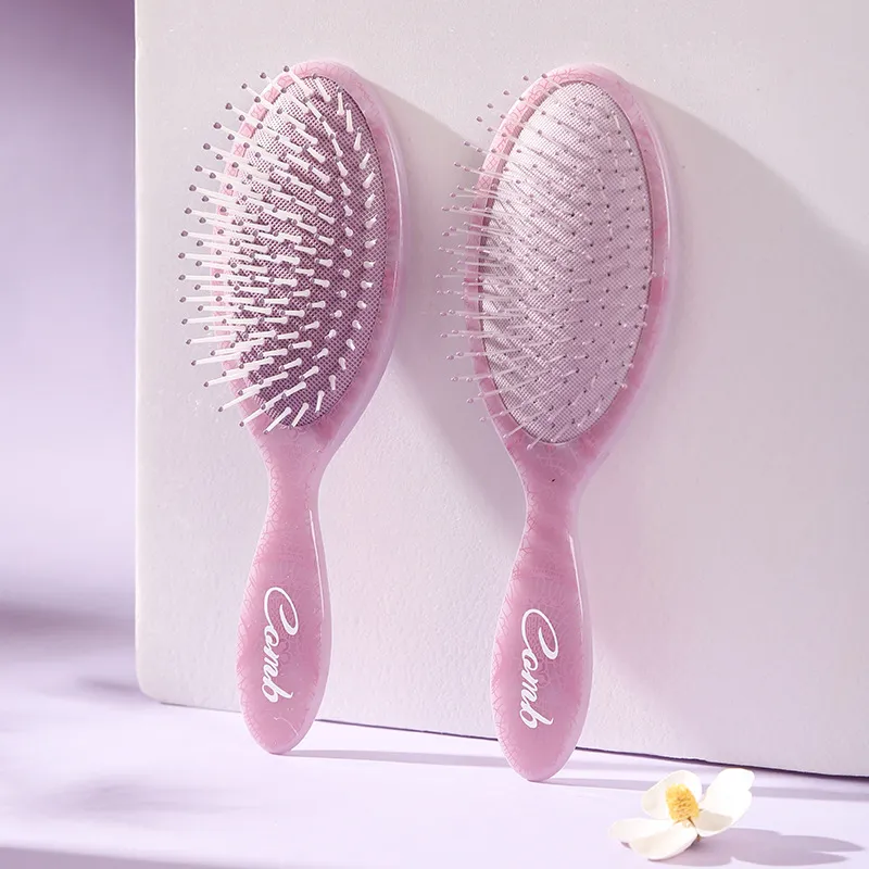 Totem Oval Wide-Tooth Air Cushion Comb, Massage and Fluff Hair Root Comb, Women's Fine Tooth and Soft Tooth Detangling Comb Purple S-2