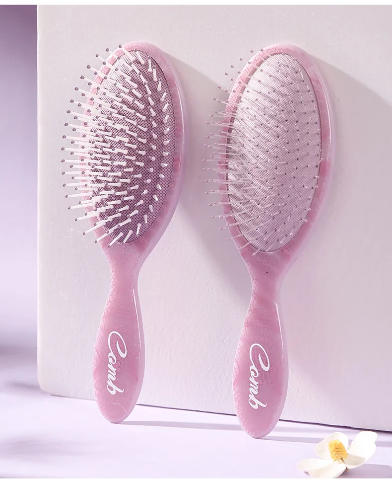 Totem Oval Wide-Tooth Air Cushion Comb, Massage and Fluff Hair Root Comb, Women's Fine Tooth and Soft Tooth Detangling Comb Purple S-4