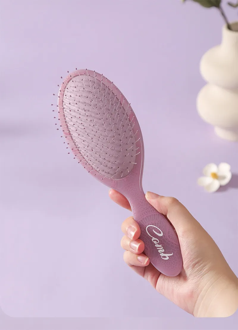 Totem Oval Wide-Tooth Air Cushion Comb, Massage and Fluff Hair Root Comb, Women's Fine Tooth and Soft Tooth Detangling Comb Purple S-5