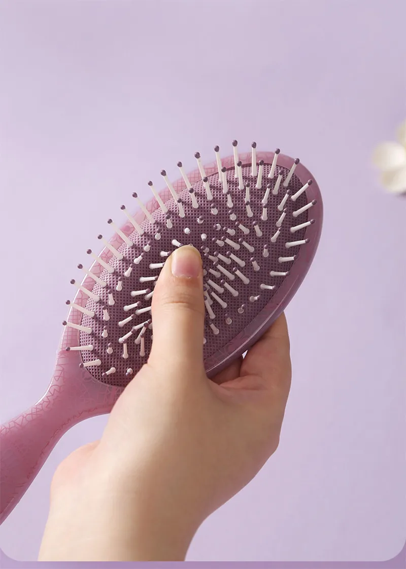 Totem Oval Wide-Tooth Air Cushion Comb, Massage and Fluff Hair Root Comb, Women's Fine Tooth and Soft Tooth Detangling Comb Purple S-6