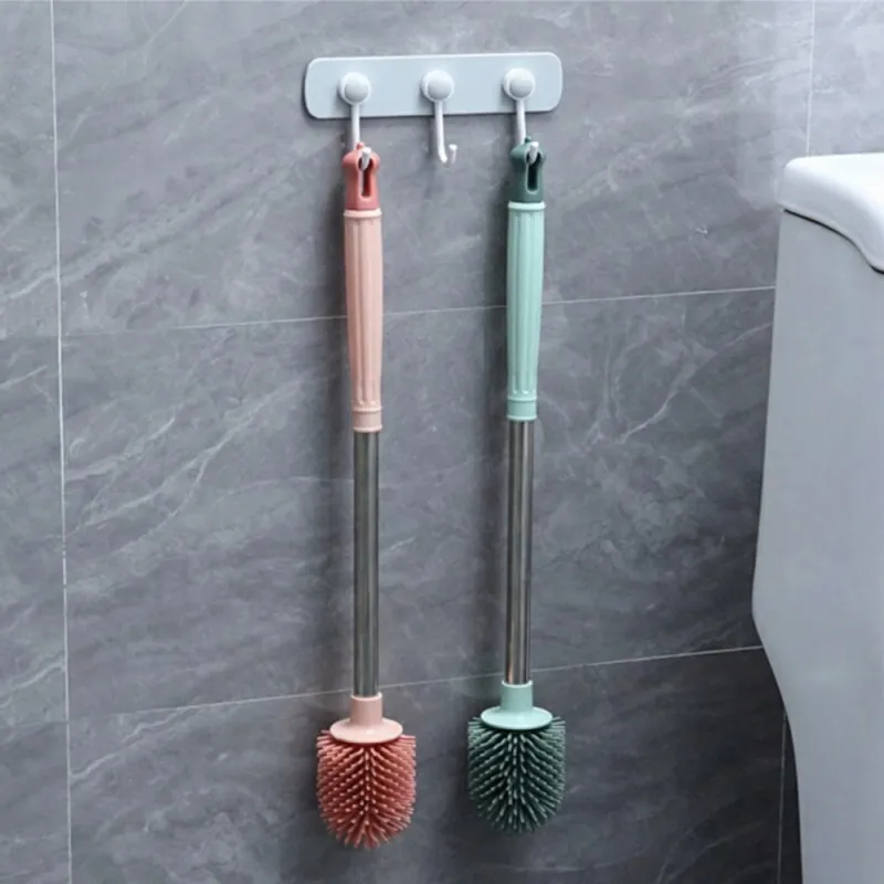 TPR soft rubber toilet brush, a household cleaning tool for thorough cleaning of toilets without blind spots. Pink-3