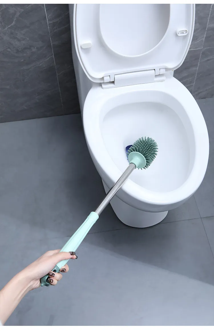 TPR soft rubber toilet brush, a household cleaning tool for thorough cleaning of toilets without blind spots. Pink-2