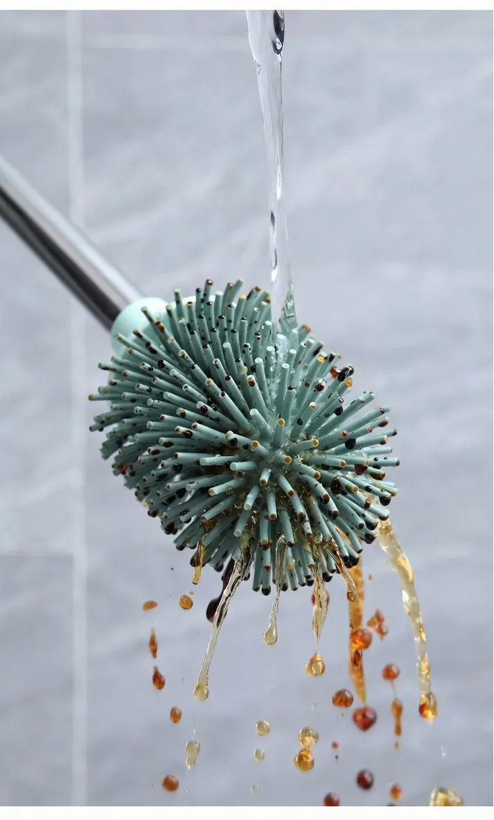 TPR soft rubber toilet brush, a household cleaning tool for thorough cleaning of toilets without blind spots. Blue-3