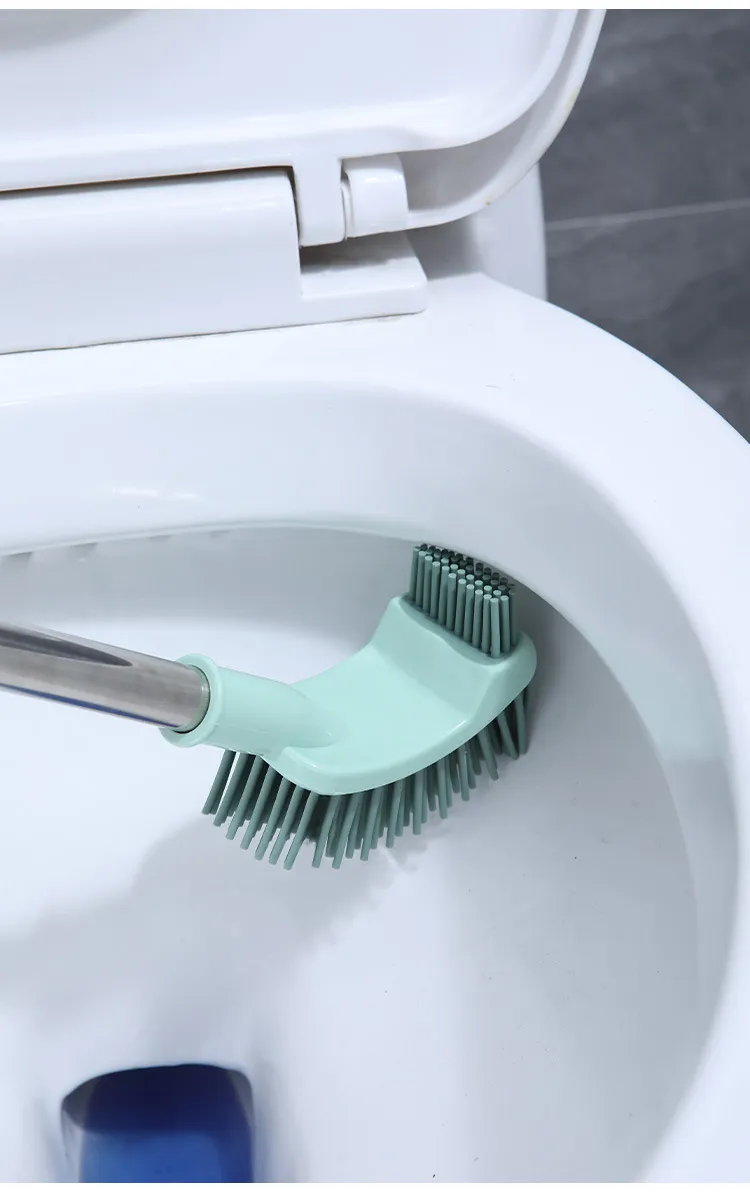 TPR soft rubber toilet brush, a household cleaning tool for thorough cleaning of toilets without blind spots. Pink-3