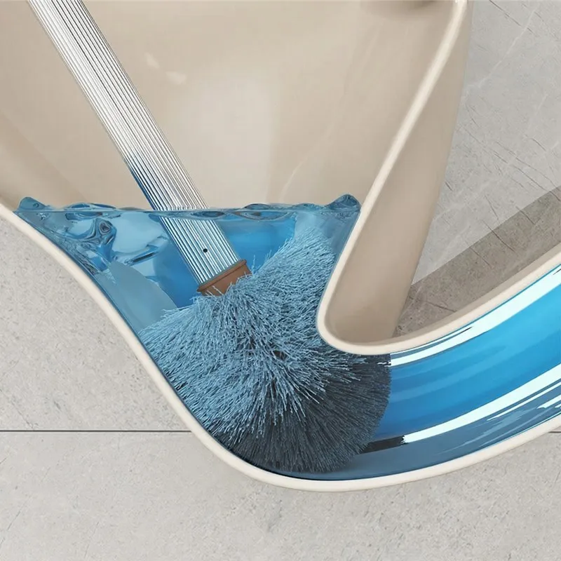Wall-mounted, for corner-free cleaning, thickened long-handled toilet brush for the bathroom. White-4
