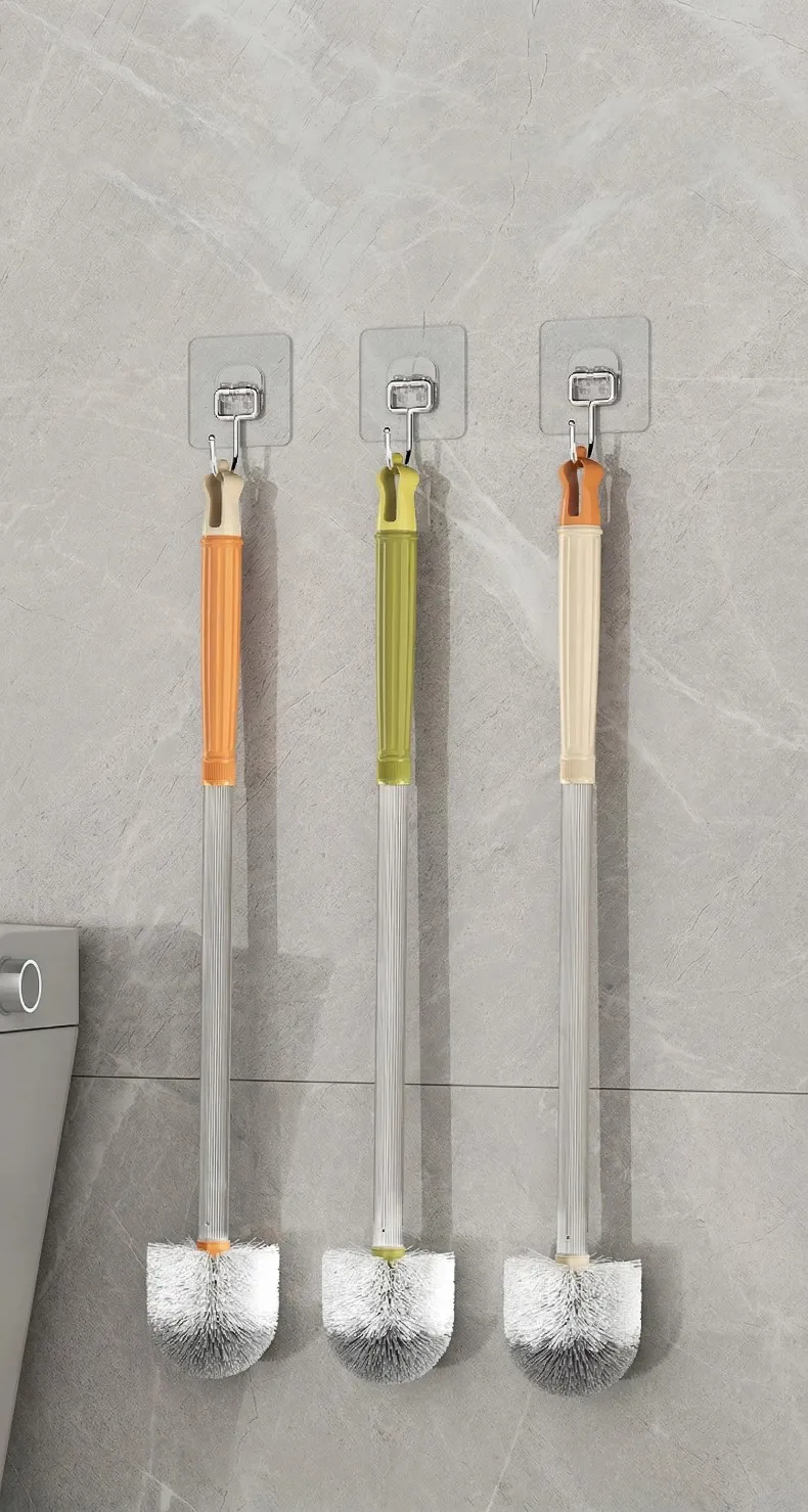 Wall-mounted, for corner-free cleaning, thickened long-handled toilet brush for the bathroom. White-2