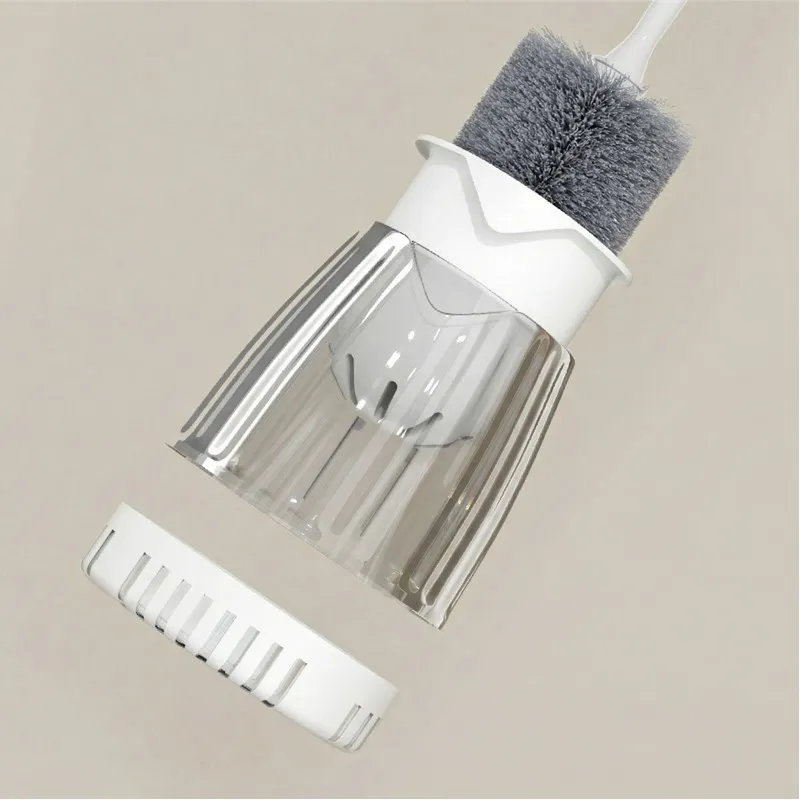 Wall-mounted no-drill toilet brush for home bathroom with base, toilet cleaner brush with no dead-angle cleaning White-2