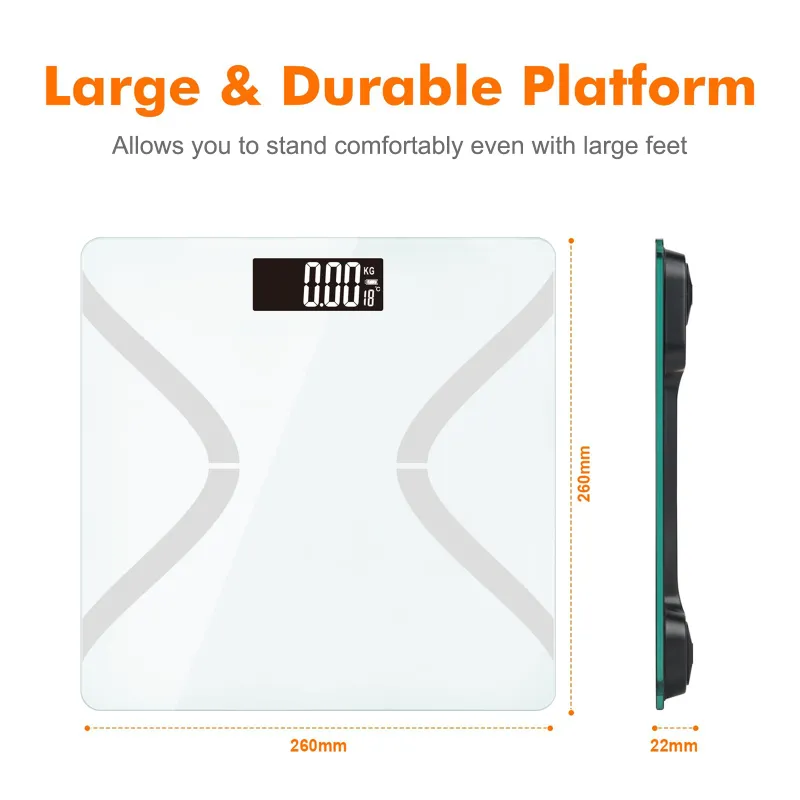 Weight Machine for Home, Digital Weighing Machine for Body Weight with Large LCD Display, , Whtie White-2