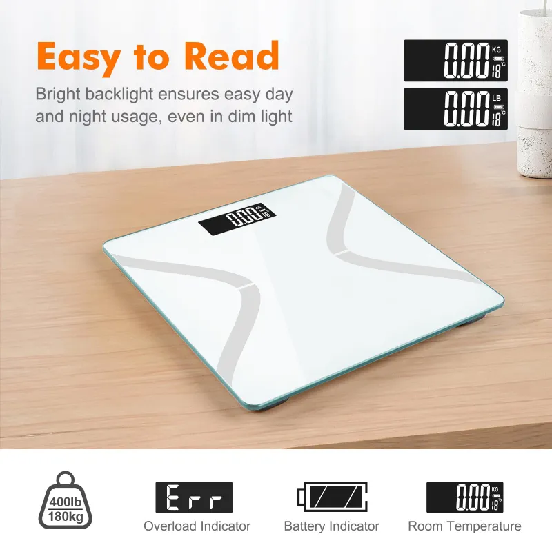 Weight Machine for Home, Digital Weighing Machine for Body Weight with Large LCD Display, , Whtie White-4