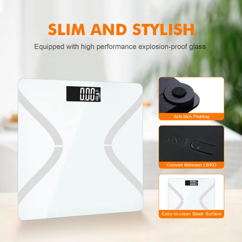 Weight Machine for Home, Digital Weighing Machine for Body Weight with Large LCD Display, , Whtie White-6